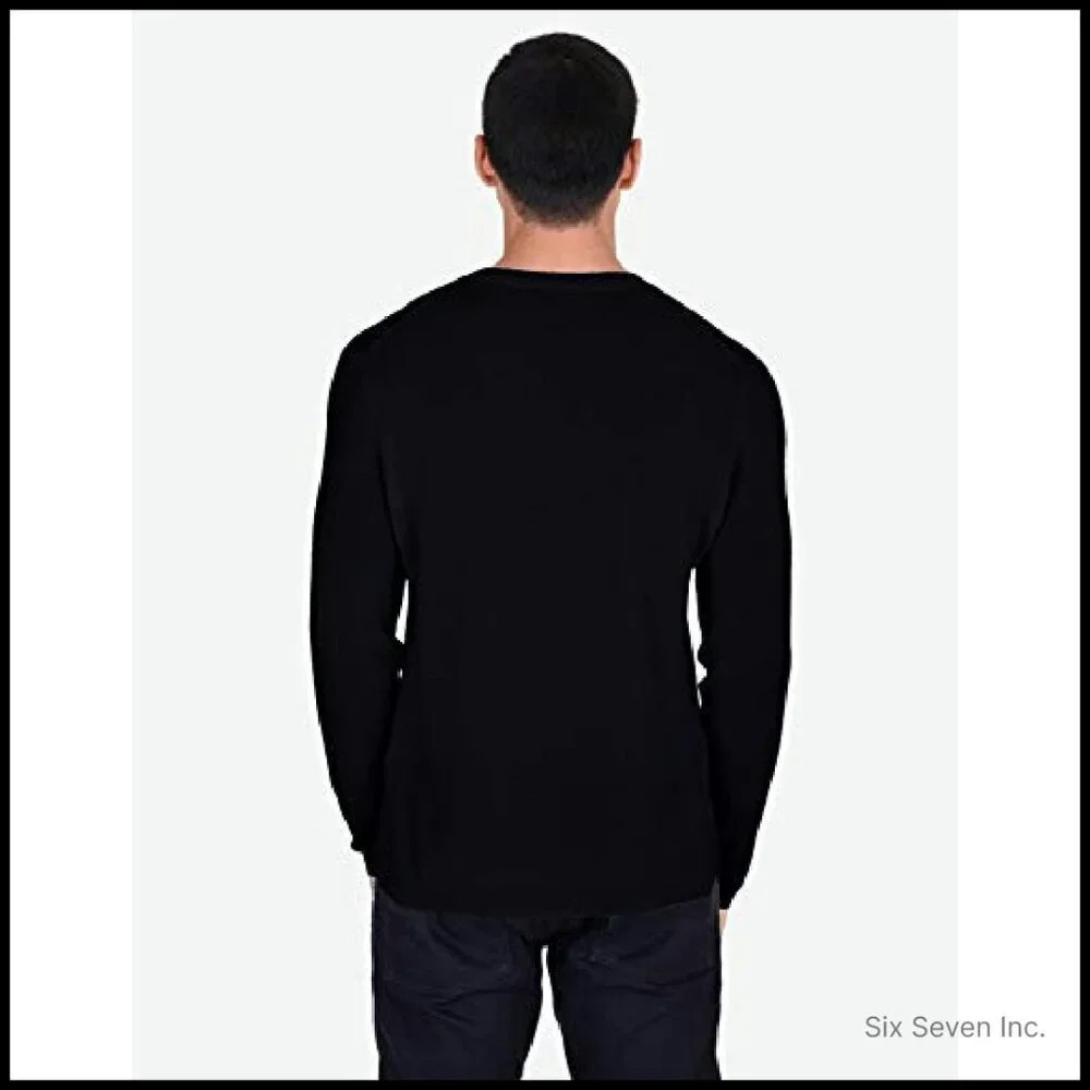 Luxury Cashmere Crewneck Sweater Classic Minimal Tailored Fit Pullover Men